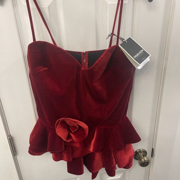 CHIARA BONI LA PETITE ROBE  Women's Moa Velvet Tank Top Garnet Italy! $595 - Picture 2 of 5